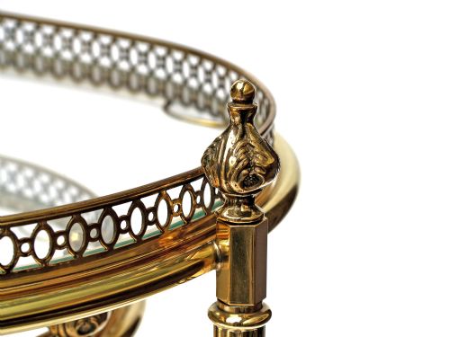 RARE NEST OF BRASS TROLLEY TABLES BY MAISON BAGUS - ADDITIONAL PHOTO 4