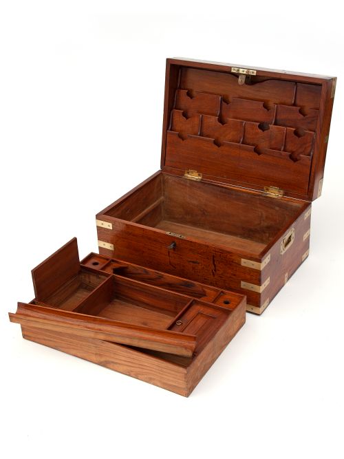 ANGLO INDIAN BRASS MOUNTED CORRESPONDENCE BOX - ADDITIONAL PHOTO 1