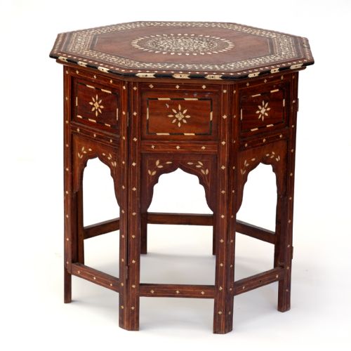 SHEESHAM WOOD BONE INLAID HOSHIAPUR FOLDING TABLE