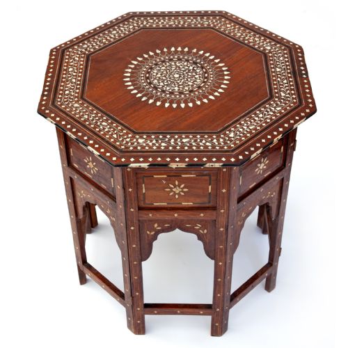 SHEESHAM WOOD BONE INLAID HOSHIAPUR FOLDING TABLE - ADDITIONAL PHOTO 1