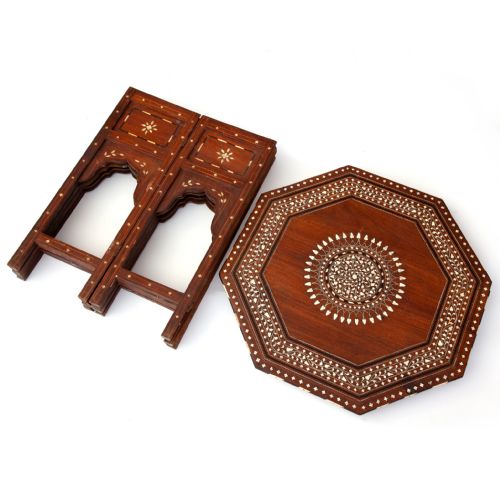 SHEESHAM WOOD BONE INLAID HOSHIAPUR FOLDING TABLE - ADDITIONAL PHOTO 2