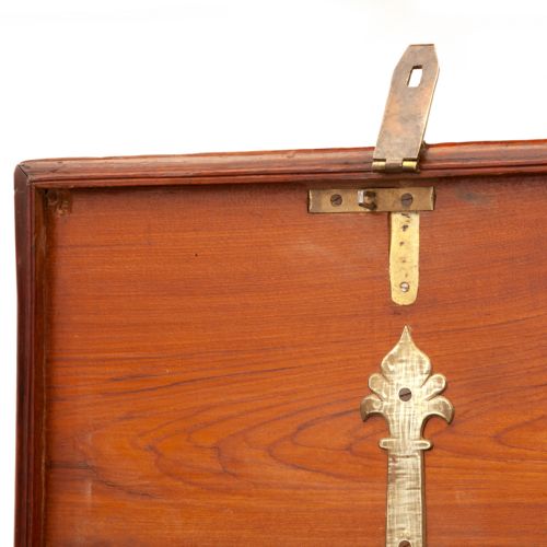 POLISHED ELM BRASS MOUNTED GENTLEMAN'S TRAVELLING CHEST - ADDITIONAL PHOTO 4