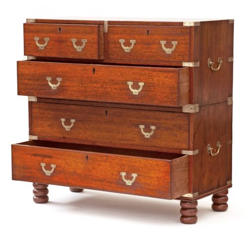 ANGLO INDIAN PANELLED BACK TWO SECTION CAMPAIGN CHEST - ADDITIONAL PHOTO 1