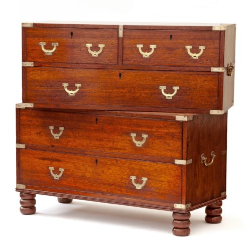 ANGLO INDIAN PANELLED BACK TWO SECTION CAMPAIGN CHEST - ADDITIONAL PHOTO 2