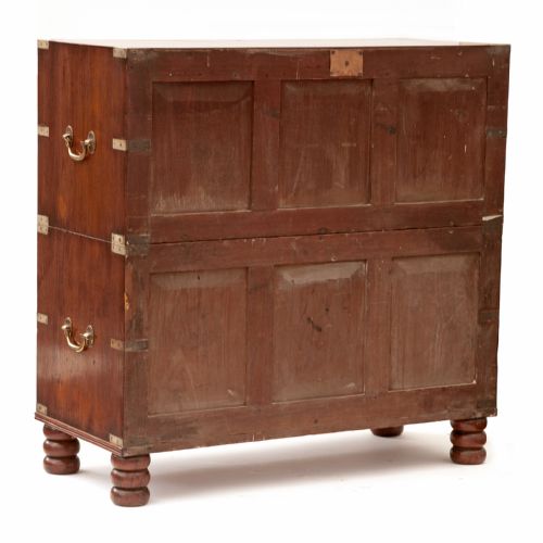 ANGLO INDIAN PANELLED BACK TWO SECTION CAMPAIGN CHEST - ADDITIONAL PHOTO 3