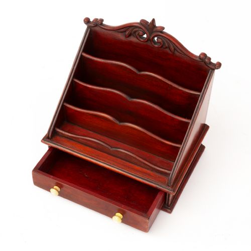 CARVED MAHOGANY WATERFALL DESK TIDY - ADDITIONAL PHOTO 1