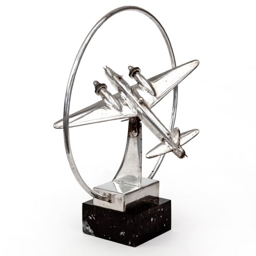 SUPERB SILVER PLATED MODEL VICKERS WELLINGTON AIRCRAFT - ADDITIONAL PHOTO 2