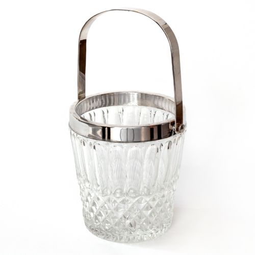 EXTREMELY HEAVY LEAD CRYSTAL AND SILVERPLATE CHAMPAGNE BUCKET