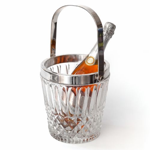 EXTREMELY HEAVY LEAD CRYSTAL AND SILVERPLATE CHAMPAGNE BUCKET - ADDITIONAL PHOTO 1