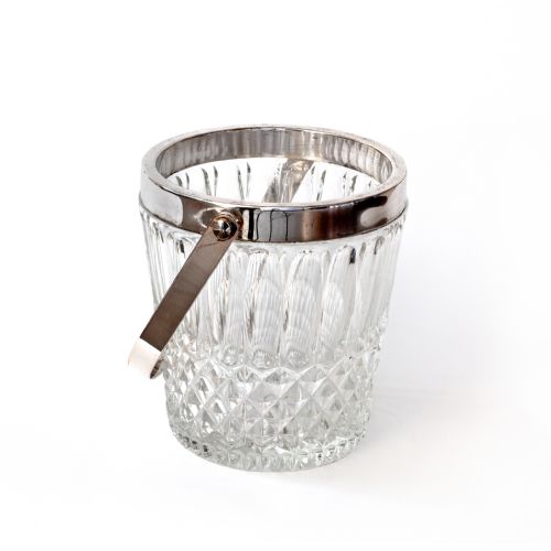 EXTREMELY HEAVY LEAD CRYSTAL AND SILVERPLATE CHAMPAGNE BUCKET - ADDITIONAL PHOTO 2