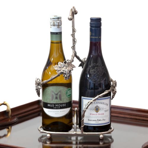 ELABORATE SILVER PLATE TWIN WINE BOTTLE HOLDER - ADDITIONAL PHOTO 1