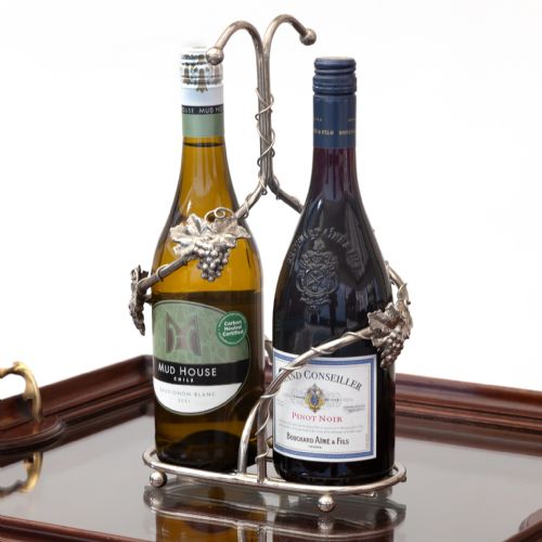 ELABORATE SILVER PLATE TWIN WINE BOTTLE HOLDER - ADDITIONAL PHOTO 2