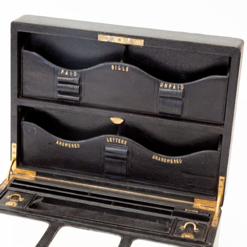 BLACK LEATHER OFFICERS TRAVELLING CORRESPONDENCE BOX - ADDITIONAL PHOTO 3