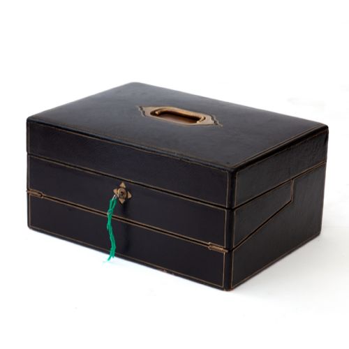 BLACK LEATHER OFFICERS TRAVELLING CORRESPONDENCE BOX - ADDITIONAL PHOTO 6