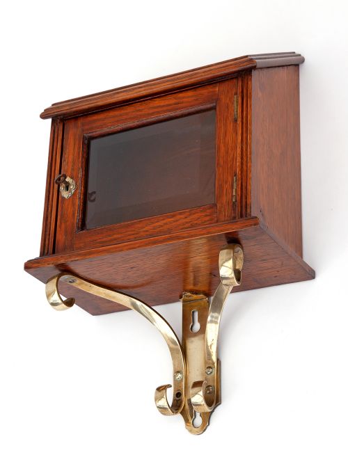 WALL MOUNTED OAK AND BRASS LETTER BOX - ADDITIONAL PHOTO 2