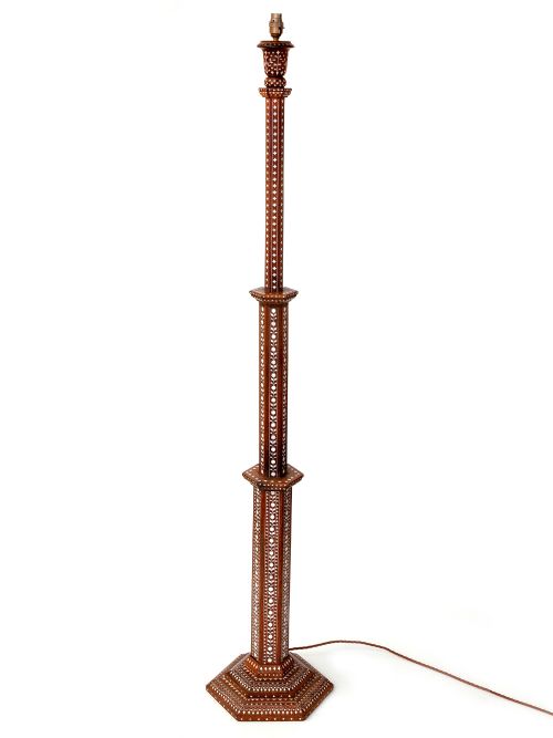 RARE ANTIQUE HOSHIARPUR INLAID STANDARD LAMP - ADDITIONAL PHOTO 1
