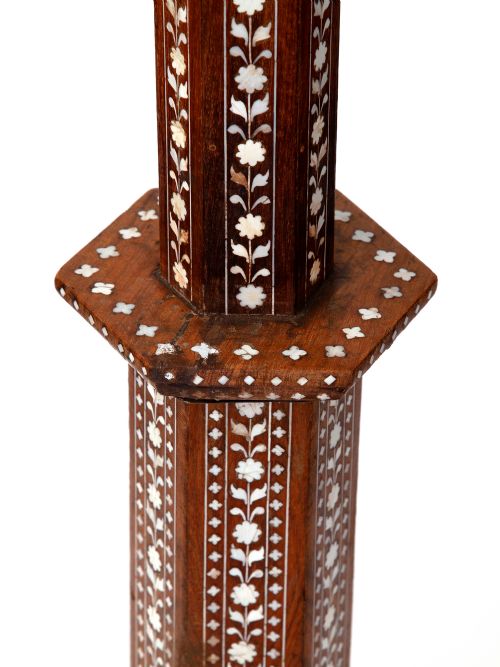RARE ANTIQUE HOSHIARPUR INLAID STANDARD LAMP - ADDITIONAL PHOTO 2