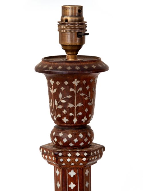 RARE ANTIQUE HOSHIARPUR INLAID STANDARD LAMP - ADDITIONAL PHOTO 4