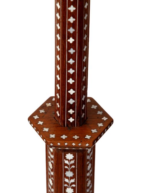 RARE ANTIQUE HOSHIARPUR INLAID STANDARD LAMP - ADDITIONAL PHOTO 5