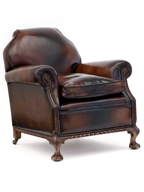 SUPERB PAIR OF LARGE LEATHER CLUB CHAIRS - ADDITIONAL PHOTO 2