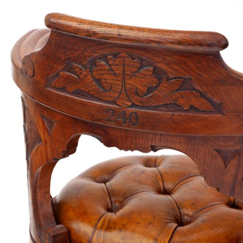POLISHED OAK HEAVILY CARVED SHIPS CHAIR - ADDITIONAL PHOTO 3