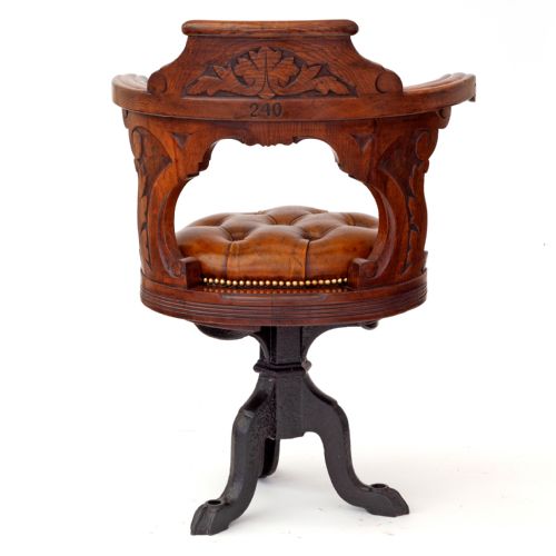 POLISHED OAK HEAVILY CARVED SHIPS CHAIR - ADDITIONAL PHOTO 4