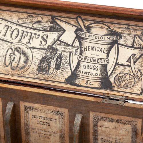 EXTRAORDINARY POLISHED WOOD APOTHECARYS DISPLAY BOX - ADDITIONAL PHOTO 5