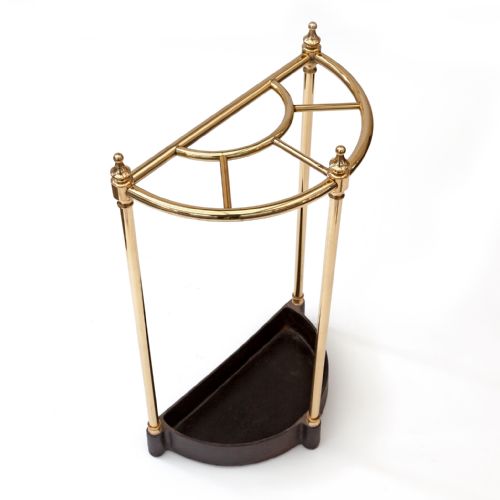 BRASS AND CAST IRON DEMI LUNE STICK STAND - ADDITIONAL PHOTO 2