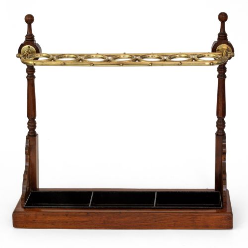 FABULOUS MAHOGANY AND BRASS COUNTRY HOUSE UMBRELLA OR STICK STAND - ADDITIONAL PHOTO 1