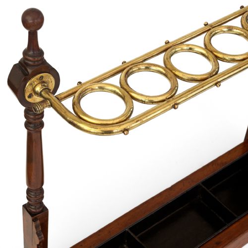 FABULOUS MAHOGANY AND BRASS COUNTRY HOUSE UMBRELLA OR STICK STAND - ADDITIONAL PHOTO 2