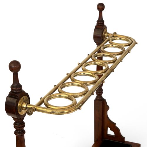 FABULOUS MAHOGANY AND BRASS COUNTRY HOUSE UMBRELLA OR STICK STAND - ADDITIONAL PHOTO 3