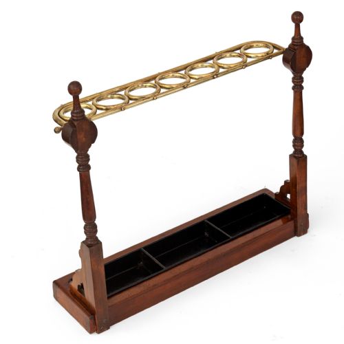 FABULOUS MAHOGANY AND BRASS COUNTRY HOUSE UMBRELLA OR STICK STAND - ADDITIONAL PHOTO 4