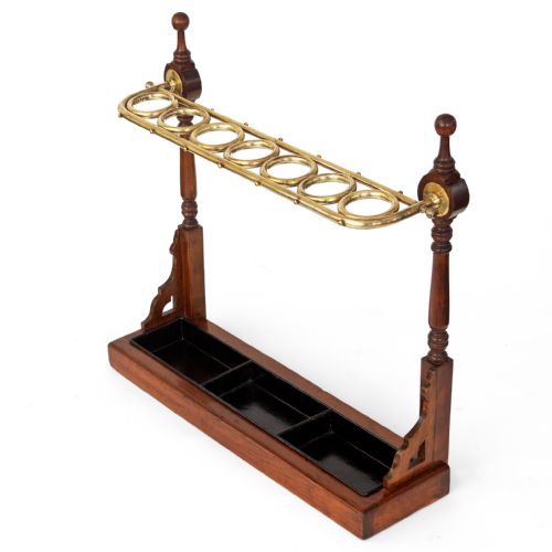 FABULOUS MAHOGANY AND BRASS COUNTRY HOUSE UMBRELLA OR STICK STAND - ADDITIONAL PHOTO 5
