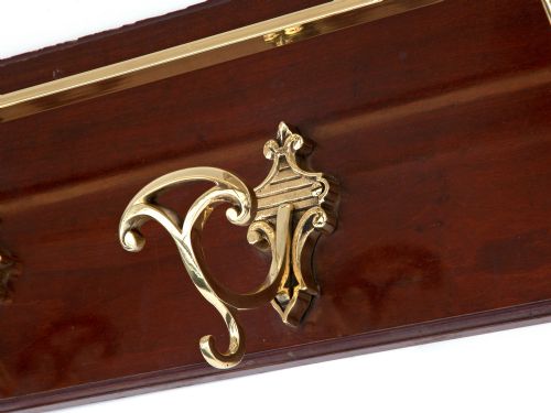 POLISHED MAHOGANY AND BRASS FRENCH COAT AND HAT RACK - ADDITIONAL PHOTO 2