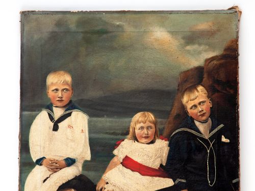 CREEPY KIDS OIL PAINTING ON UNFRAMED CANVAS - ADDITIONAL PHOTO 1