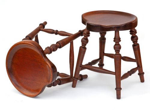 PAIR OF SCALLOPED EDGED MAHOGANY STOOLS - ADDITIONAL PHOTO 1