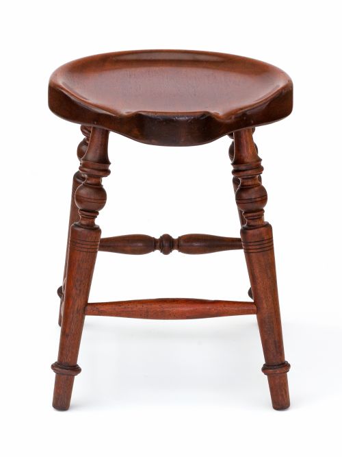 PAIR OF SCALLOPED EDGED MAHOGANY STOOLS - ADDITIONAL PHOTO 2