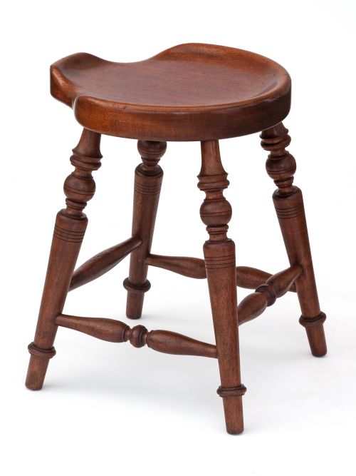 PAIR OF SCALLOPED EDGED MAHOGANY STOOLS - ADDITIONAL PHOTO 4