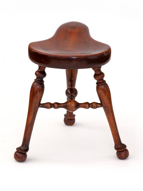 J SHOOLBRED POLISHED MAHOGANY SADDLE STOOL - ADDITIONAL PHOTO 1