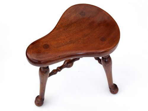 J SHOOLBRED POLISHED MAHOGANY SADDLE STOOL - ADDITIONAL PHOTO 2
