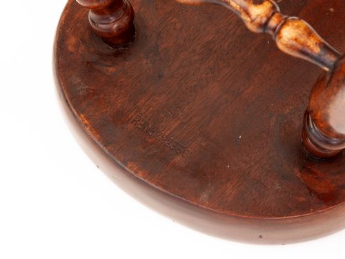 J SHOOLBRED POLISHED MAHOGANY SADDLE STOOL - ADDITIONAL PHOTO 3