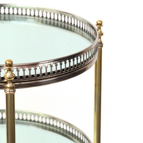 SMALL THREE TIER BRASS AND GLASS ETAGERE OR DRINKS TROLLEY - ADDITIONAL PHOTO 1