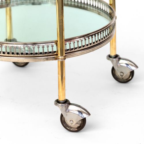 SMALL THREE TIER BRASS AND GLASS ETAGERE OR DRINKS TROLLEY - ADDITIONAL PHOTO 2