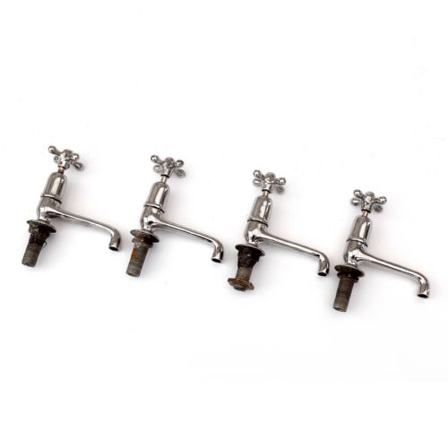 TWO PAIRS OF SHANKS SOLID NICKEL LONG THROW BATH OR BASIN TAPS - ADDITIONAL PHOTO 2