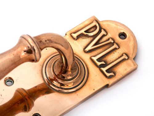 CAST BRONZE DOOR HANDLE WITH MATCHING PUSH PLATE - ADDITIONAL PHOTO 1