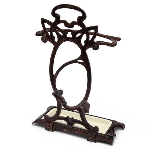 ART NOUVEAU ENAMELLED CAST IRON STICK OR UMBRELLA STAND - ADDITIONAL PHOTO 2