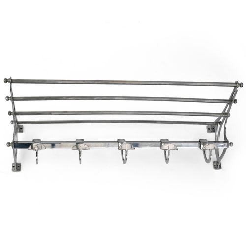 DECO STYLE FRENCH NICKEL PLATED COAT AND HAT RACK - ADDITIONAL PHOTO 3