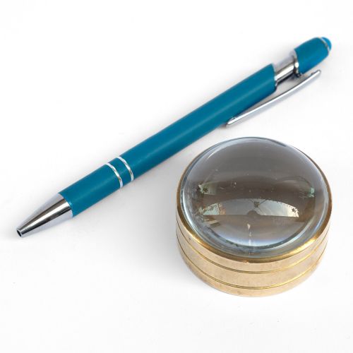 Brass Mounted Bulbous Desk Top Magnifying Lens