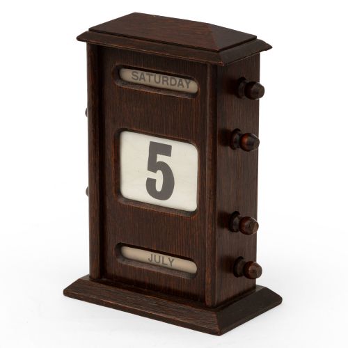 Dark Oak Fully Working Desk Top Perpetual Calendar
