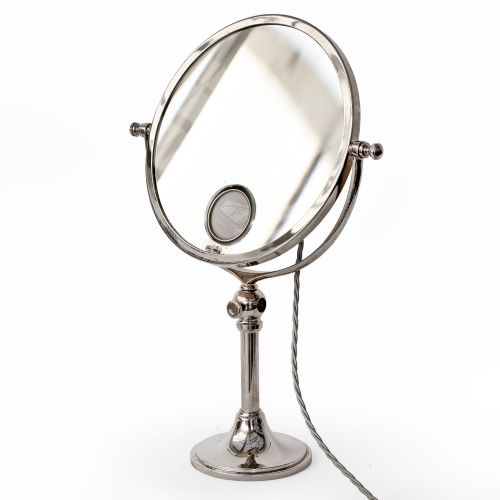 Adjustable Nickel Plated Illuminated Shaving or Makeup Mirror
